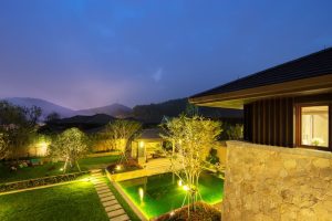 Backyard lighting for a modern villa