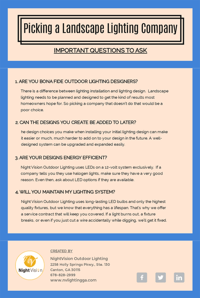 How to Pick a Landscape Lighting Company infographic 2
